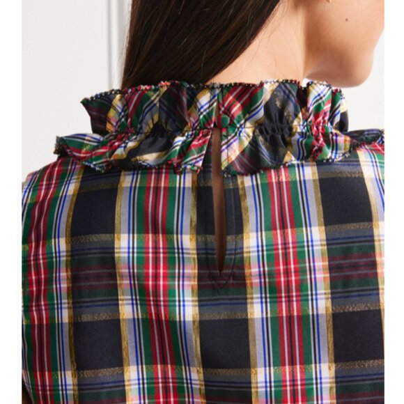 Talbots Bow Detail Ruffle Neck Shell - Celebrate Plaid szie SP - Picture 5 of 16